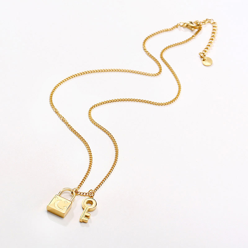 Lock and Key Dainty Necklace for Her