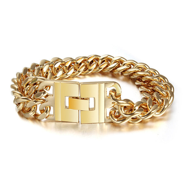 Mens Bracelet Stainless Steel Gold