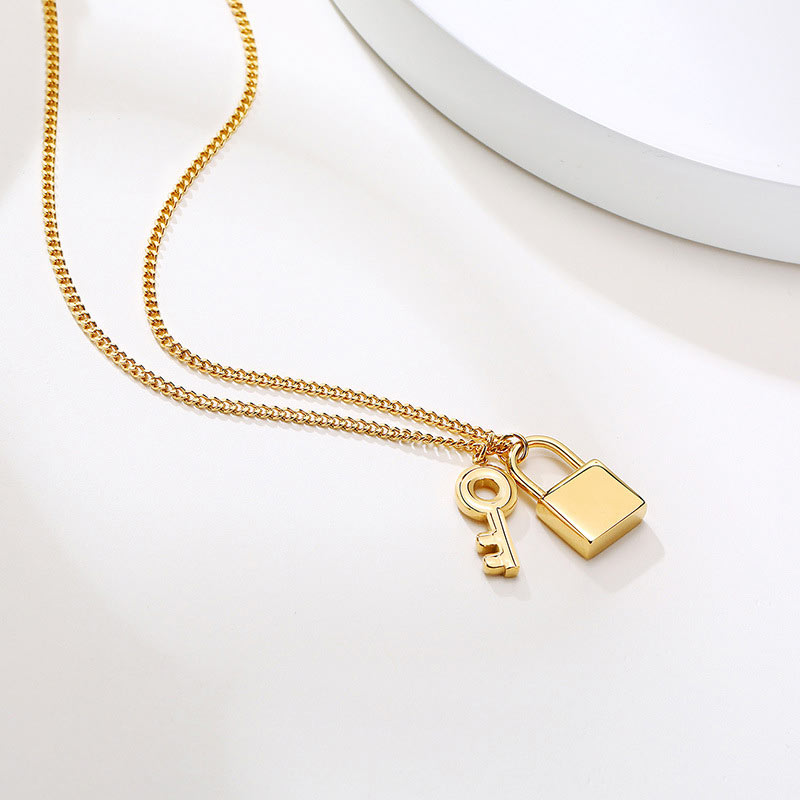 Lock and Key Dainty Necklace for Her
