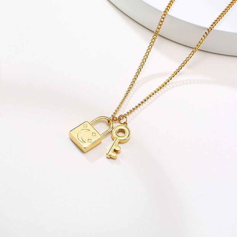 Lock and Key Dainty Necklace for Her
