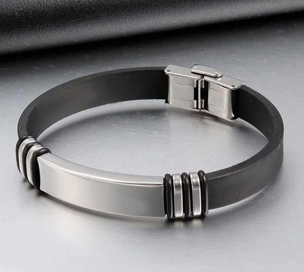 Engraved Leather Silicone Love Wristband for Him