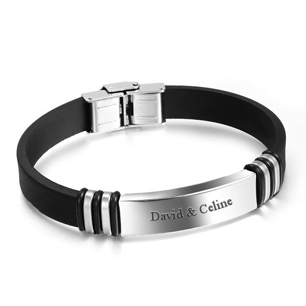 Engraved Leather Silicone Love Wristband for Him
