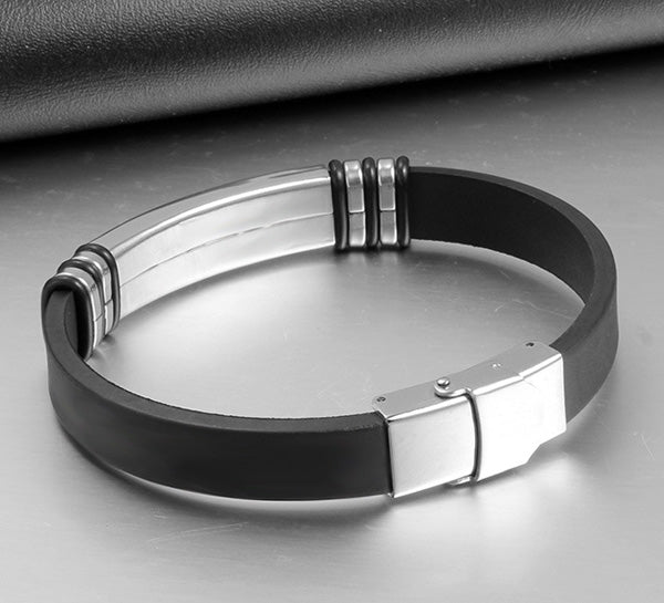 Engraved Leather Silicone Love Wristband for Him