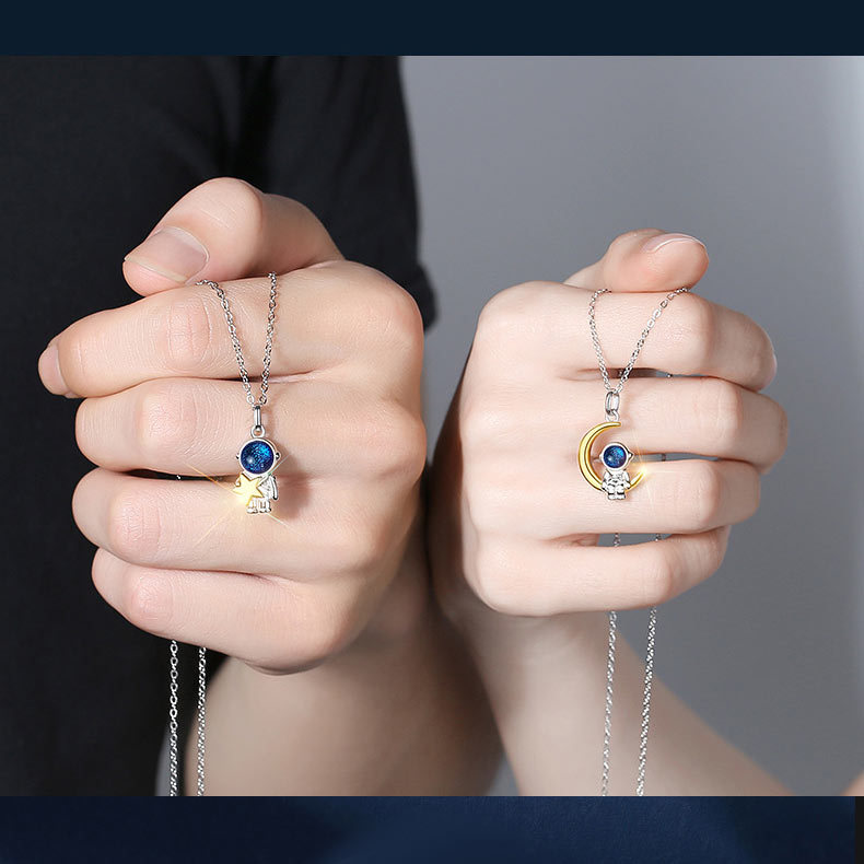 Matching Couple Necklaces Gift for Space Fans
