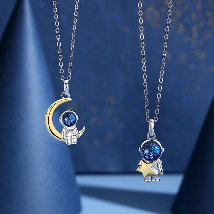 Matching Couple Necklaces Gift for Space Fans