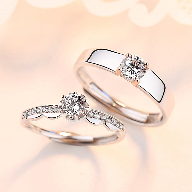 Custom Cubic Zirconia Couple Wedding Rings