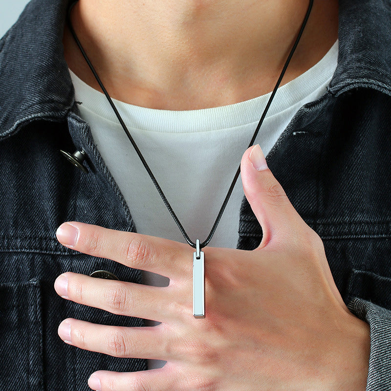 Custom Engraved Vertical Bar Necklace for Men