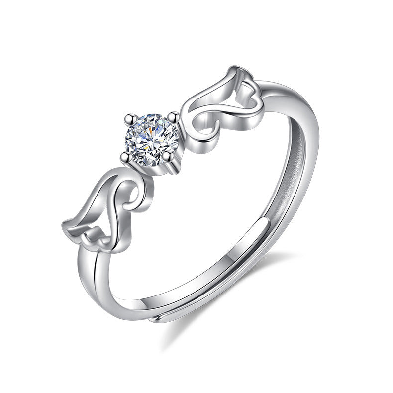 Engraved Angel Wings Matching Wedding Bands for Couples
