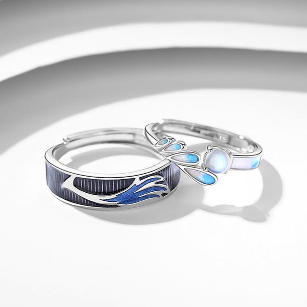 Personalized Sterling Silver Couple Rings Set