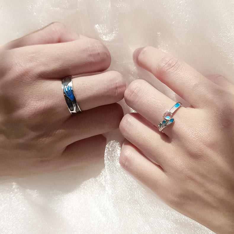 Personalized Sterling Silver Couple Rings Set