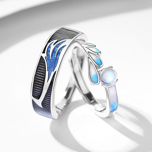 Personalized Sterling Silver Couple Rings Set