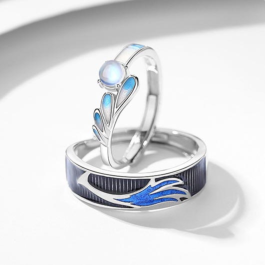 Personalized Sterling Silver Couple Rings Set