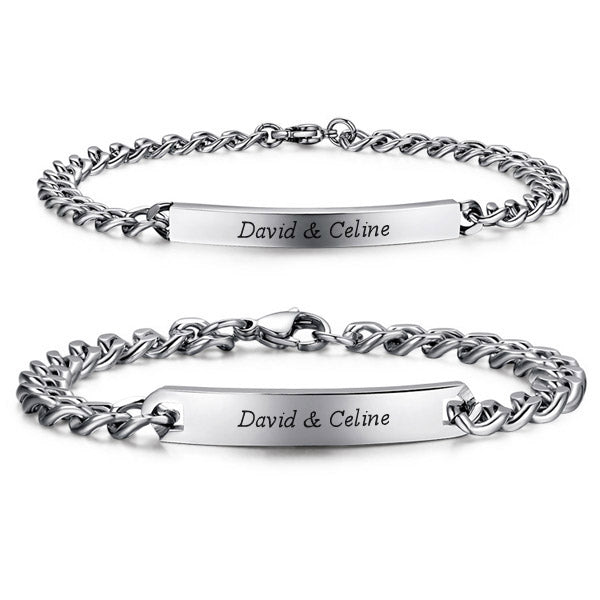 Personalized Couple Bracelets - Engraved Matching Set