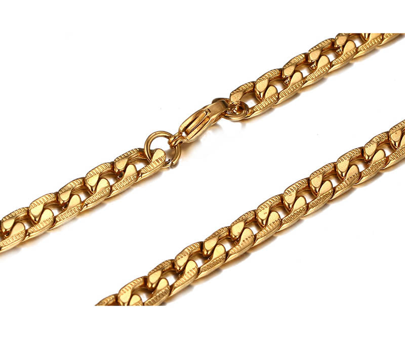 Mens Cuban Curb Chain Necklace Stainless Steel 60cm