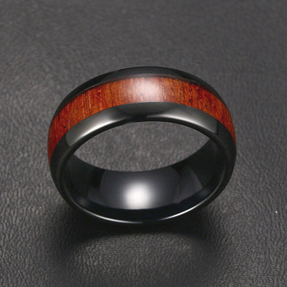 Custom Engraved Mens Wedding Band Tungsten and Wood 8mm