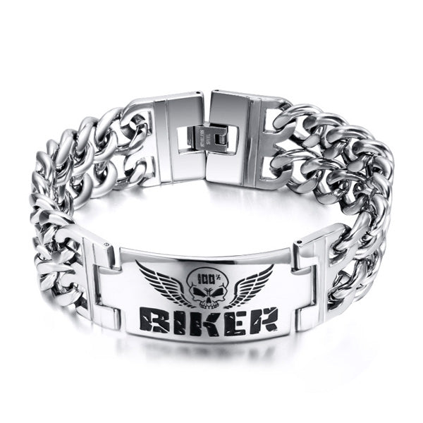 Customized Skull Bracelet Gift for Men Bikers Stainless Steel
