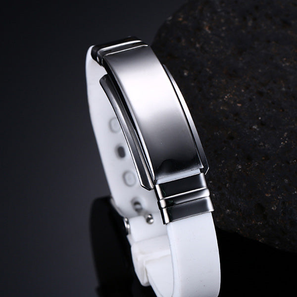 Engraved Mens Promise Silicone Wristband Blue