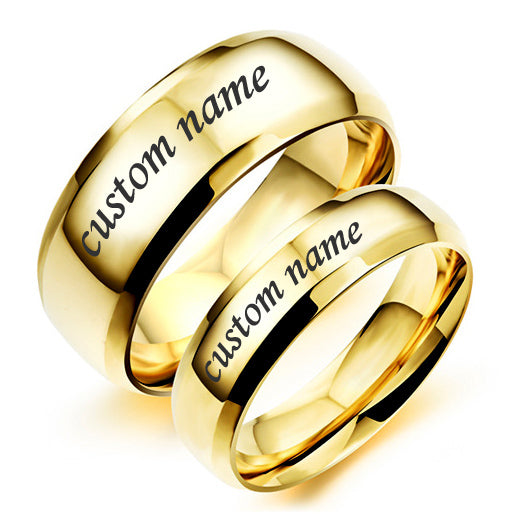 Engraved Titanium Wedding Rings Matching Set