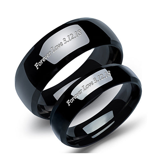 Custom Names Titanium Couple Wedding Rings for 2