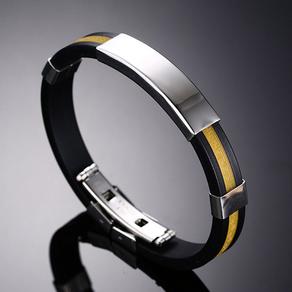 Engraved Mens Silicone Wristband