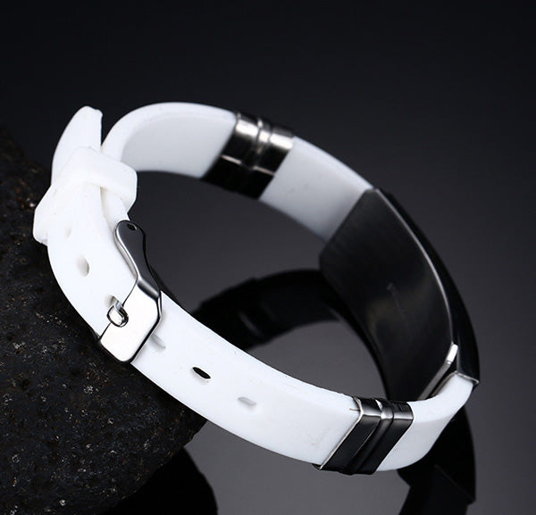 Engraved Mens Promise Silicone Wristband Blue