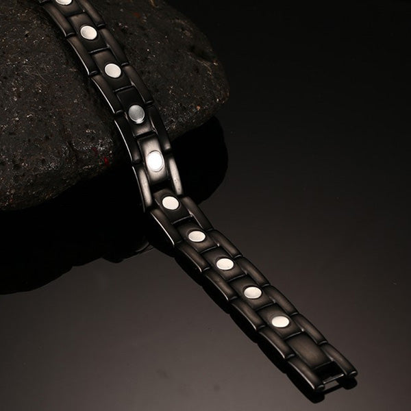 Personalized Magnetic Mens Bracelet Titanium Black