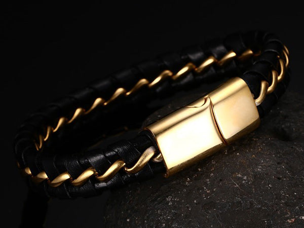 Mens Personalized Magnetic Button Bracelet Stainless Steel