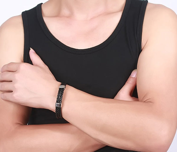 Personalized Mens Jewelry Bracelet Black Alloy