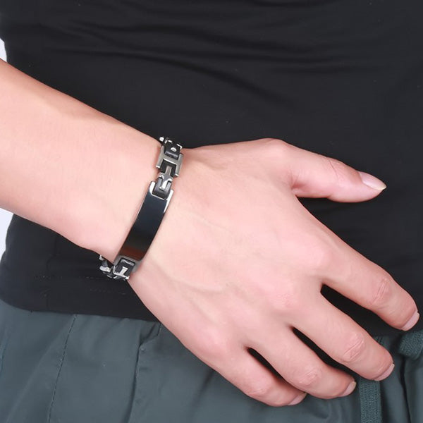 Engraved Mens Promise Bracelet Gift Silicone Black