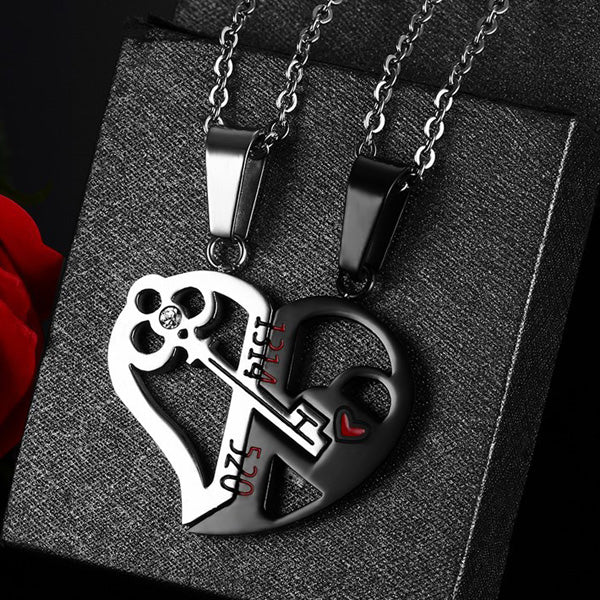 2 Connecting Half Hearts Couple Pendants with Custom Names