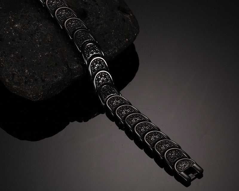 Mens Personalized Bracelet Stainless Steel Black