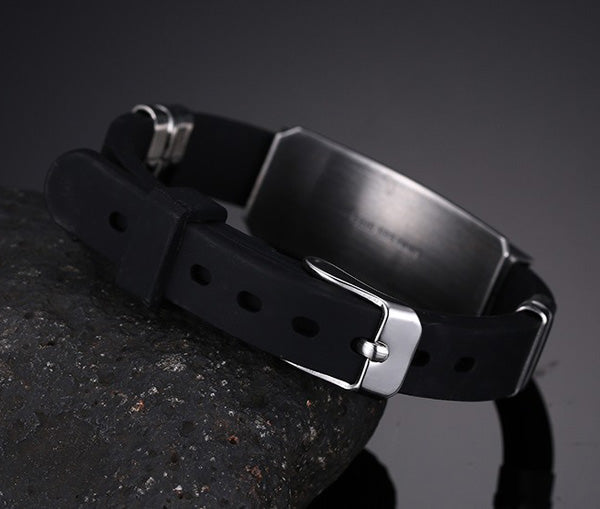 Custom Horoscope Promise Silicone Bracelet for Him Stainless Steel