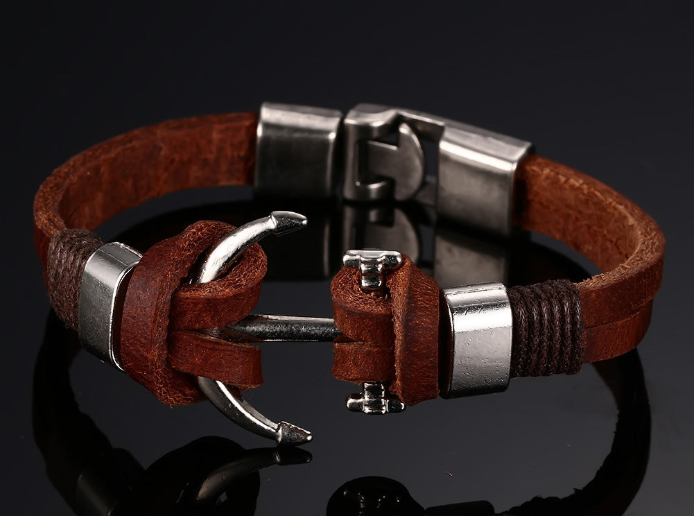 Mens Personalized Leather Bracelet for Guys
