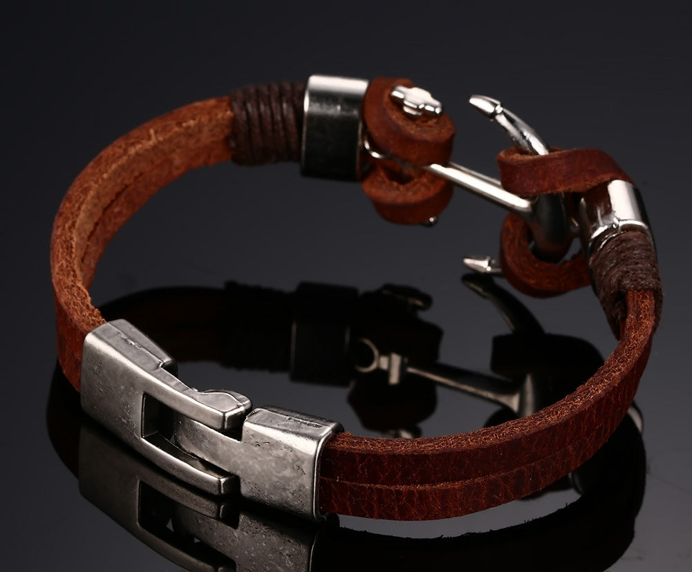 Mens Personalized Leather Bracelet for Guys