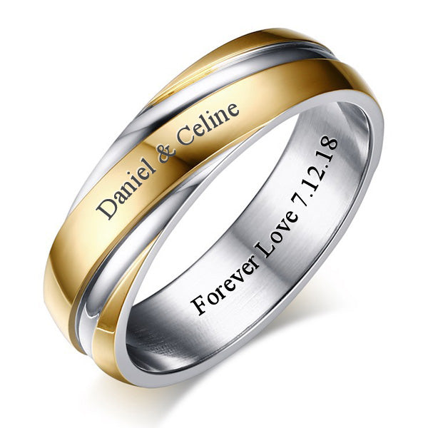 Personalized Mens Wedding Band 6mm