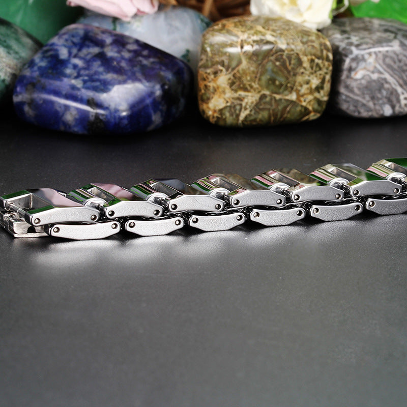 Custom Mens Tungsten Bracelet 22cm