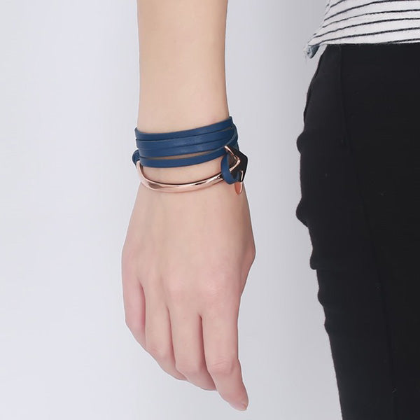 Promise Anchor Guys Wrap Leather Bracelet