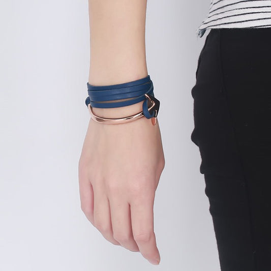Promise Anchor Guys Wrap Leather Bracelet
