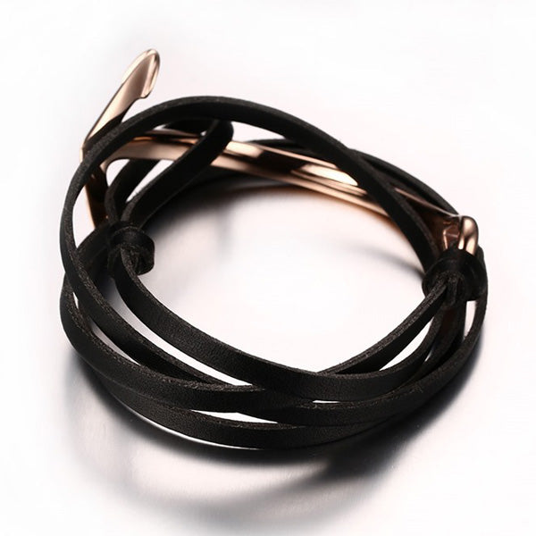 Promise Anchor Guys Wrap Leather Bracelet