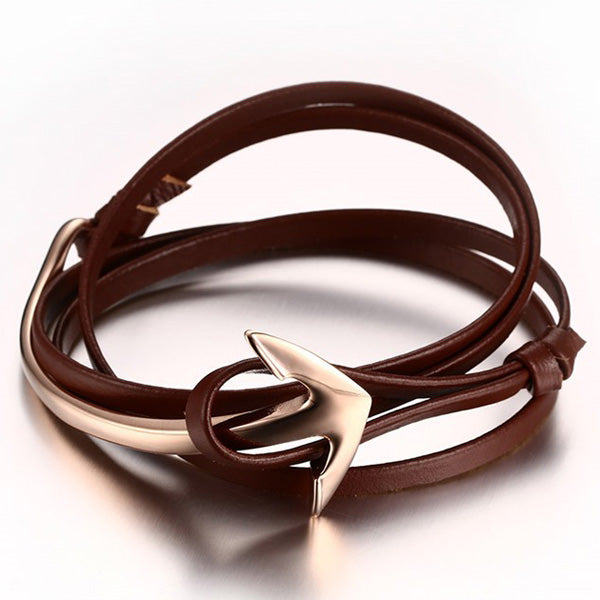 Promise Anchor Guys Wrap Leather Bracelet