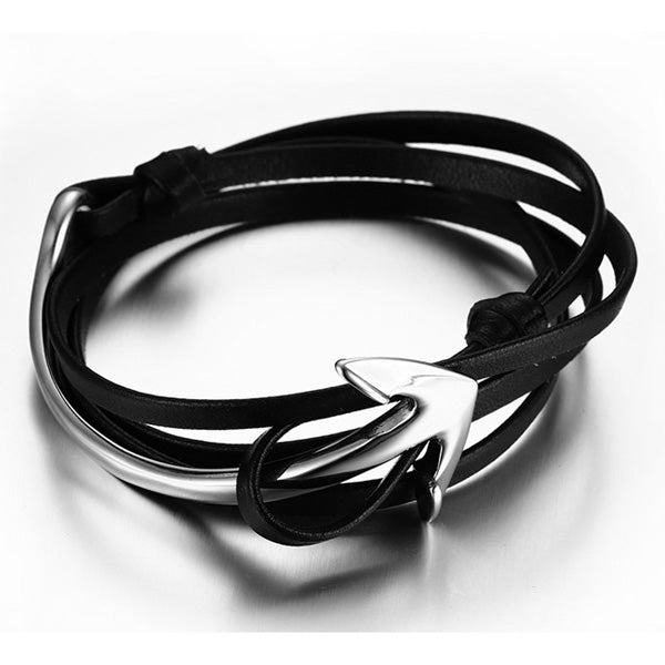 Promise Anchor Guys Wrap Leather Bracelet