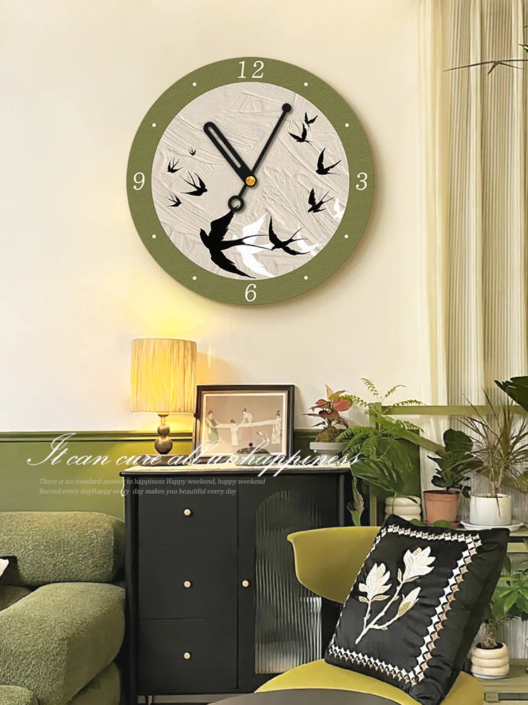 Art Deco Floral Silent Wall Clock — 12" Canvas Print