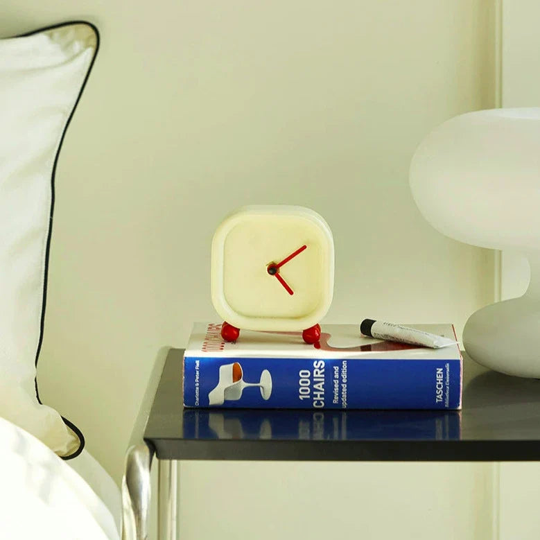 Minimalist Square Table Clock – Solid Wood, Silent (12–15 cm)