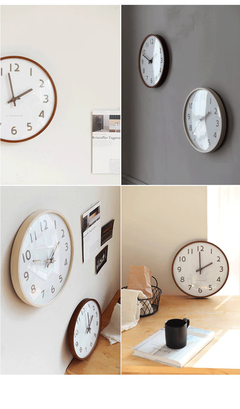 Serene Harmony: Natural Wood Nordic Silent Wall Clock (12")