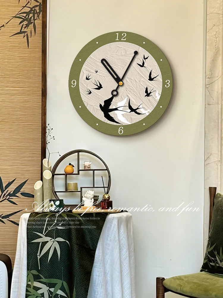 Art Deco Floral Silent Wall Clock — 12" Canvas Print