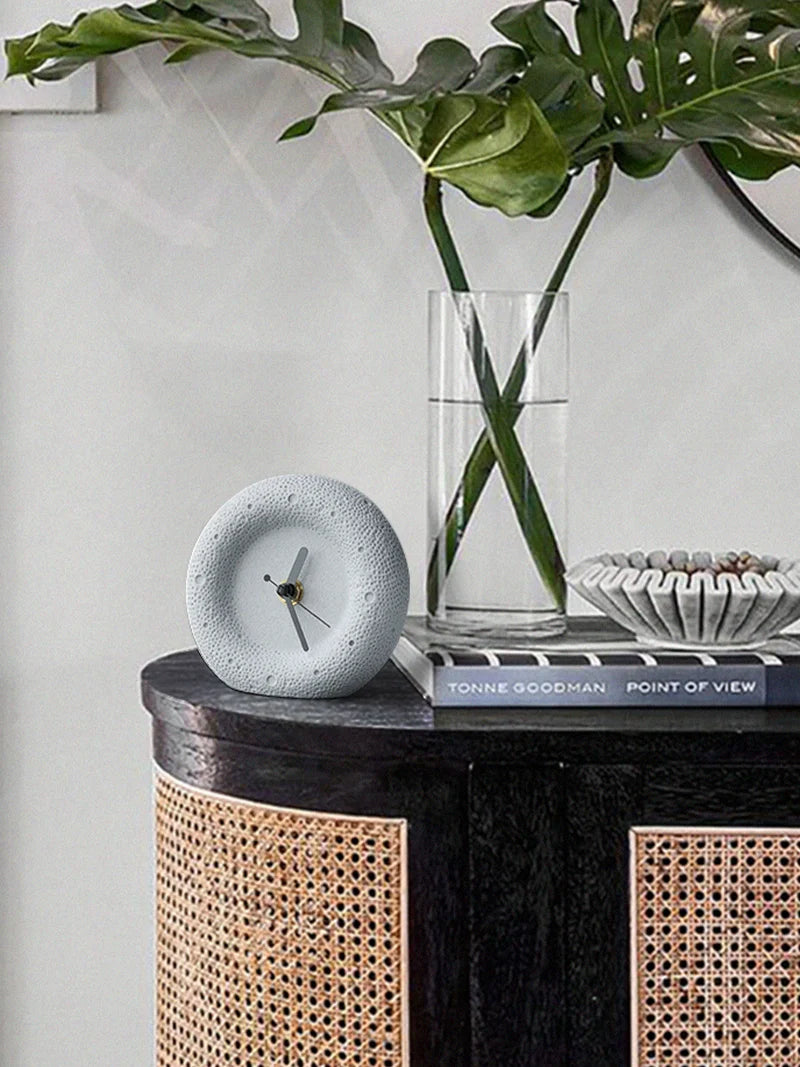 Nordic Sandstone Desk Clock – Silent, Minimalist (12×12×4 cm)