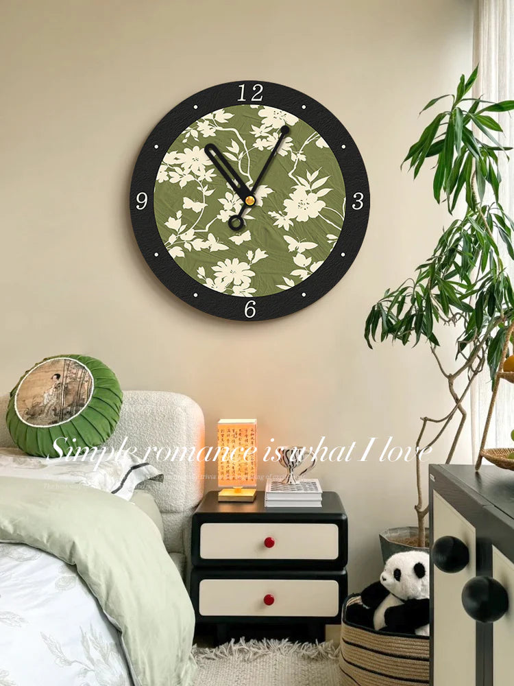 Art Deco Floral Silent Wall Clock — 12" Canvas Print