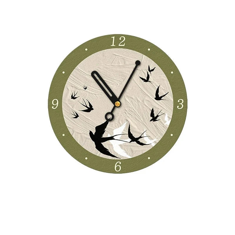 Art Deco Floral Silent Wall Clock — 12" Canvas Print