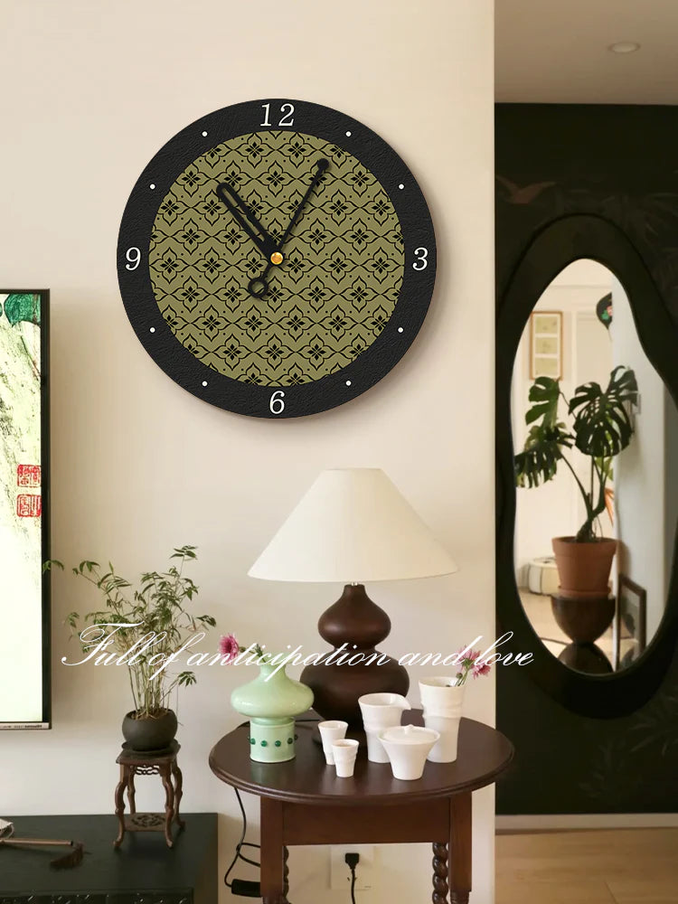 Art Deco Floral Silent Wall Clock — 12" Canvas Print
