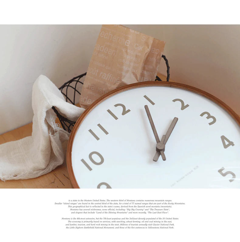 Serene Harmony: Natural Wood Nordic Silent Wall Clock (12")